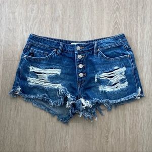 KanCan distressed medium wash jean shorts